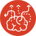 local strategy brainstorm icon of brain with arrows pointing many directions